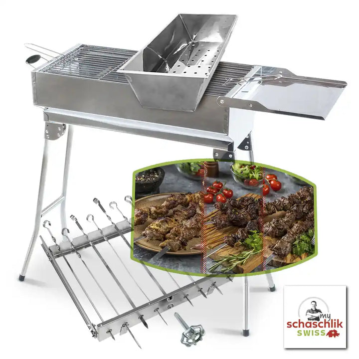 Mangal "President" Premium Schaschlik Grill mit Drehspiess-Aufsatz und Gourmet-Box